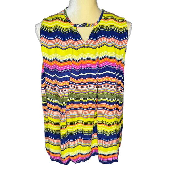 Ali Miles Multicolor Stripe Sleeveless Top Blouse Tank Size Large - Picture 1 of 11